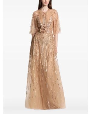 Elie Saab Beaded Embroidered Cape - Natural