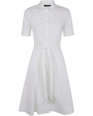 Ralph Lauren Collared Belted Midi Dress - White