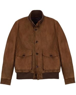 Slowear Suede Bomber Jacket - Brown