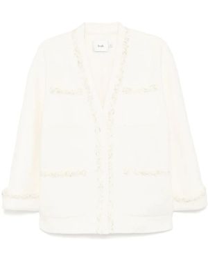 B+ AB Embellished Trim Jacket - White