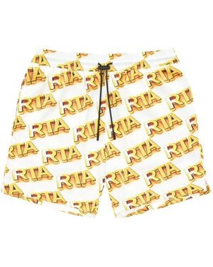 RTA Clyde Logo-Print Mini Shorts - Metallic