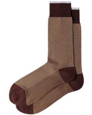 Hackett Herringbone Socks - Brown
