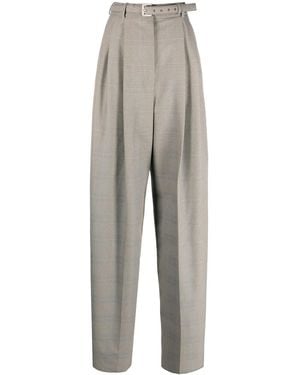Sportmax Pantalones anchos con cinturón - Gris