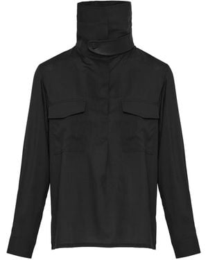 Yves Salomon High-Neck Blouse - Black