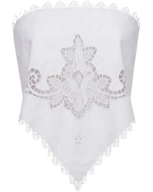 Monse Lace-Trimmed Cut-Out Bandana Top - White