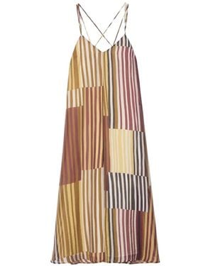 Ottod'Ame Striped Patchwork Dress - Natural