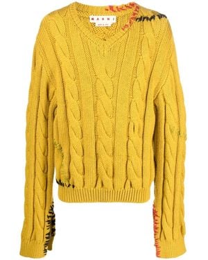 Marni Cable-Knit Virgin Wool Jumper - Yellow