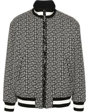 Balmain Monogram Jacquard Reversible Bomber - Black