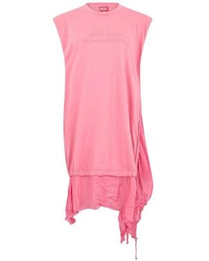DIESEL Asymmetrical Embroidered-Logo Mini Dress - Pink