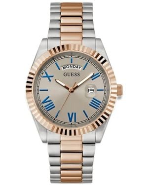 Guess Two-Tone Day-Date 42Mm Watch - Metallic