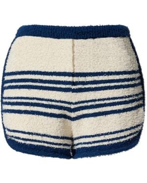 Perfect Moment Schild Stripe-Pattern Bouclé Shorts - Blue