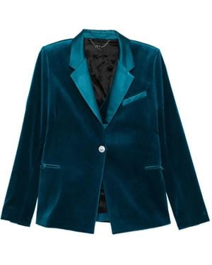 Rabanne Single-Breasted Velvet Jacket - Blue