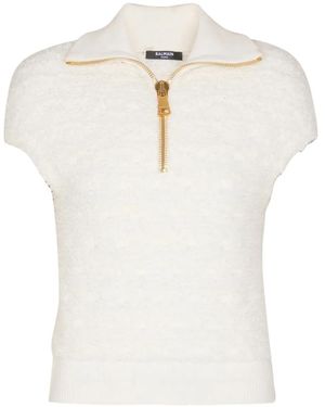Balmain Top Con Zip - Bianco