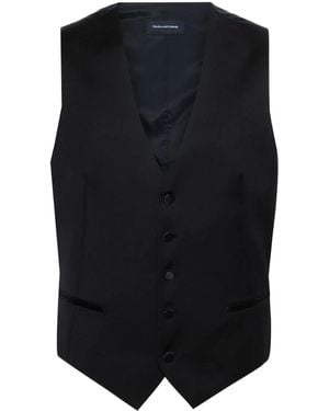 Tagliatore V-Neck Panelled Waistcoat - Black