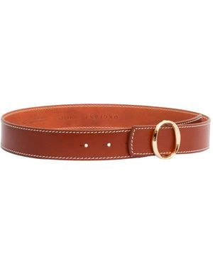Orciani Oval-Buckle Leather Belt - White