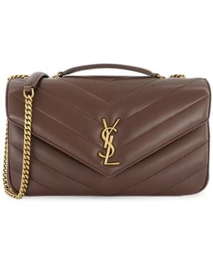Saint Laurent Loulou Chevron-Quilted Leather Shoulder Bag - Brown