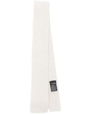 Eleventy Knitted Cashmere Tie - White