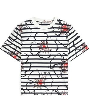 Tommy Hilfiger Floral-Print Striped T-Shirt - White