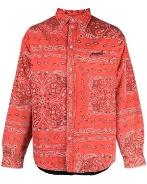 Purple Brand Logo-Embroidered Bandana-Print Shirt
