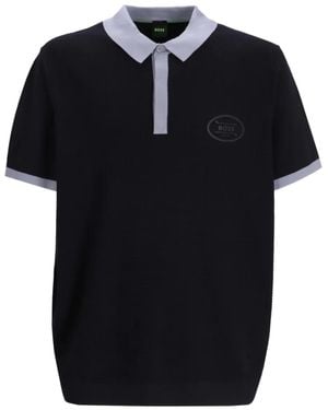 BOSS Polo con placa del logo - Negro