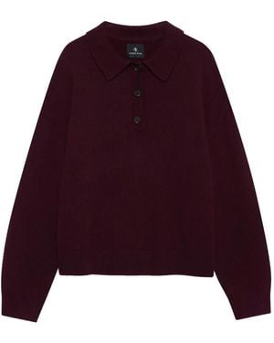 Anine Bing Button-Up Collar Sweater - Purple