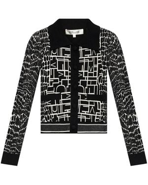 Diane von Furstenberg Cardigan Riva Con Effetto Jacquard - Nero