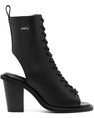 Juun.J 80Mm Open-Toe Leather Boots - Black