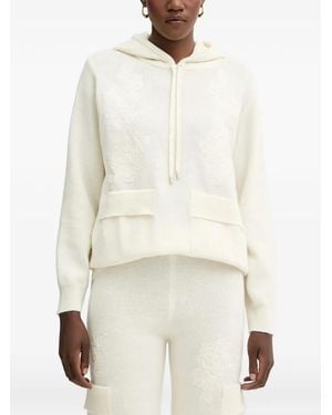 ERMANNO FIRENZE Lace-Embroidered Sequinned Hoodie - White