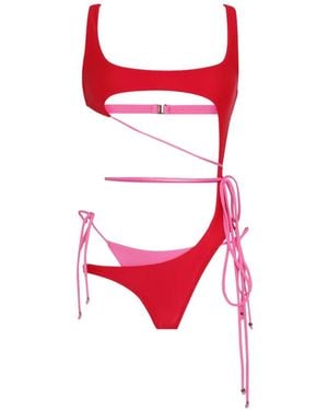 Amir Slama Cut-Out Tie Swimsuit - Red
