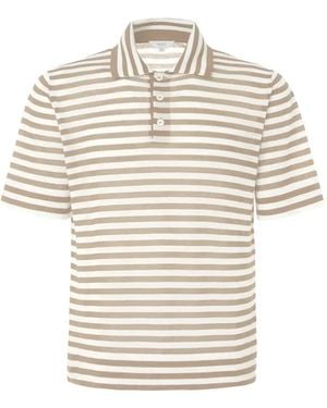 Malo Striped Short-Sleeve Polo Shirt - White