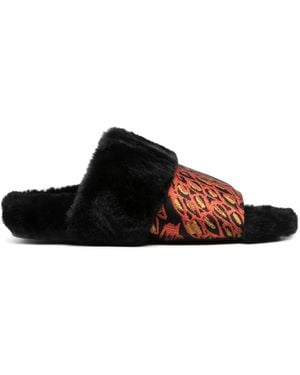 La DoubleJ Winter Jacquard Slides - Black