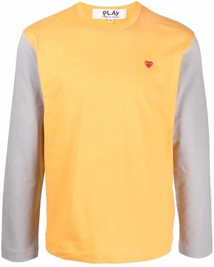 COMME DES GARÇONS PLAY T-Shirt Colour Block À Logo Brodé - Yellow