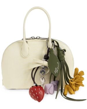 Self-Portrait Lizard-Effect Bowling Mini Bag - Natural