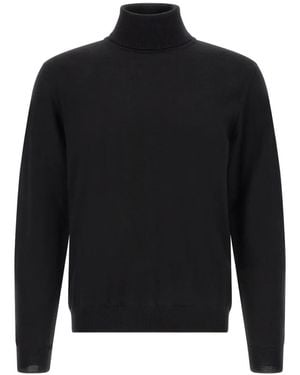 Zanone Ribbed-Knit Roll-Neck Sweater - Black