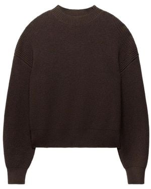 Another Tomorrow Jersey De Canalé Con Cuello Redondo - Negro