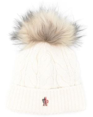 Moncler Grenoble Pompom-Detail Beanie Hat - Natural