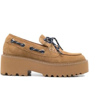 Maje Platform Boat Shoes - Brown