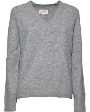 MC2 Saint Barth V-Neck Knit Sweater - Gray