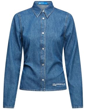 KARL LAGERFELD Long-Sleeve Denim Shirt - Blue