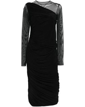 Norma Kamali Draped Long-Sleeves Midi Dress - Black