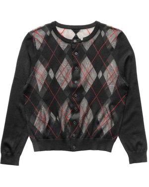 Spencer Badu Argyle-Pattern Mesh Cardigan - Black