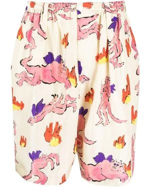 Marni Silk Bermuda Shorts X Flaminia Veronesi - Natural