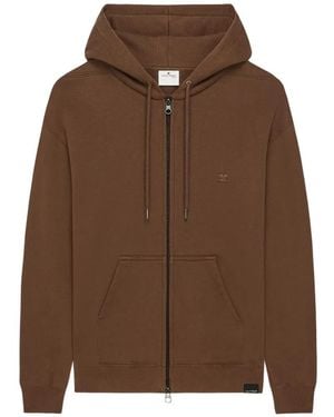 Courreges Hoodie Zippé À Logo Brodé - Brown