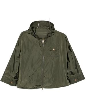 Moncler Hooded Zip-Up Cape - Green