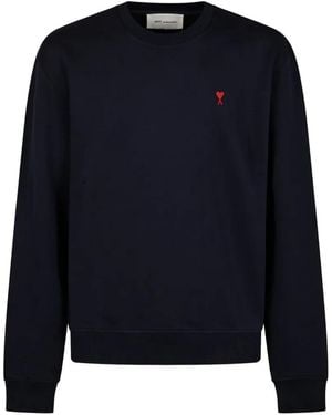 Ami Paris Cotton Sweatshirt With Ami De Coeur - Blue