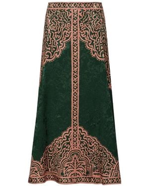 Johanna Ortiz Encanto De Isla Jacquard-Pattern Skirt - Green