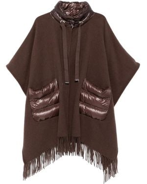 Herno Fransen-Poncho Mit Gesteppter Tasche - Braun