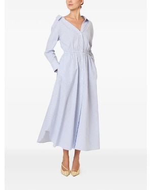 Rosie Assoulin Striped V-Neck Dress - Blue