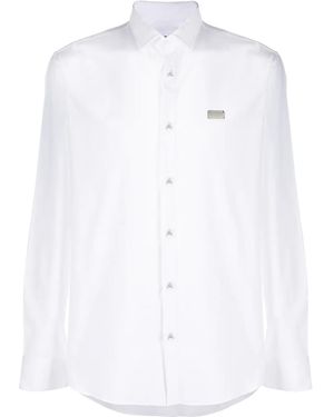 Philipp Plein Logo Plaque Long Sleeve Shirt - White