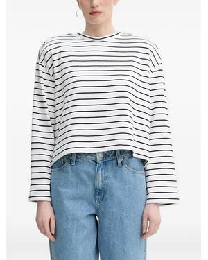 Gestuz Striped Long-Sleeve Top - White